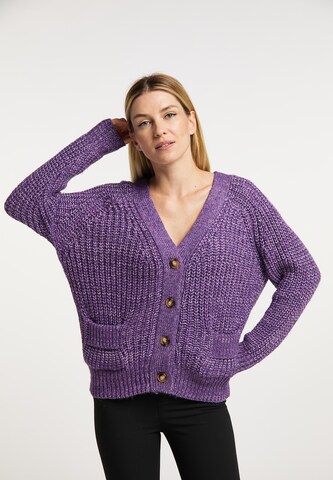 Usha Oversized Cardigan in Purple: front