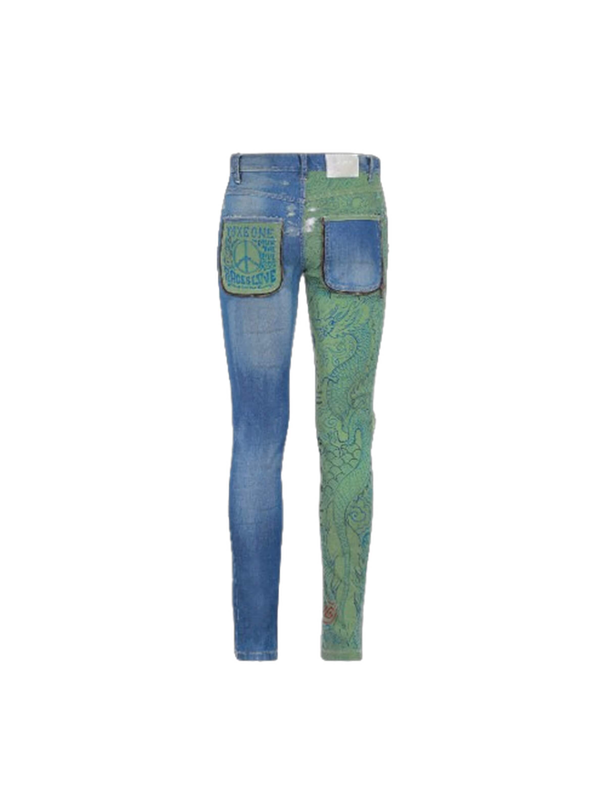 Yoxeone - Slimfit Vaquero 'GRAFF PEACE' en azul