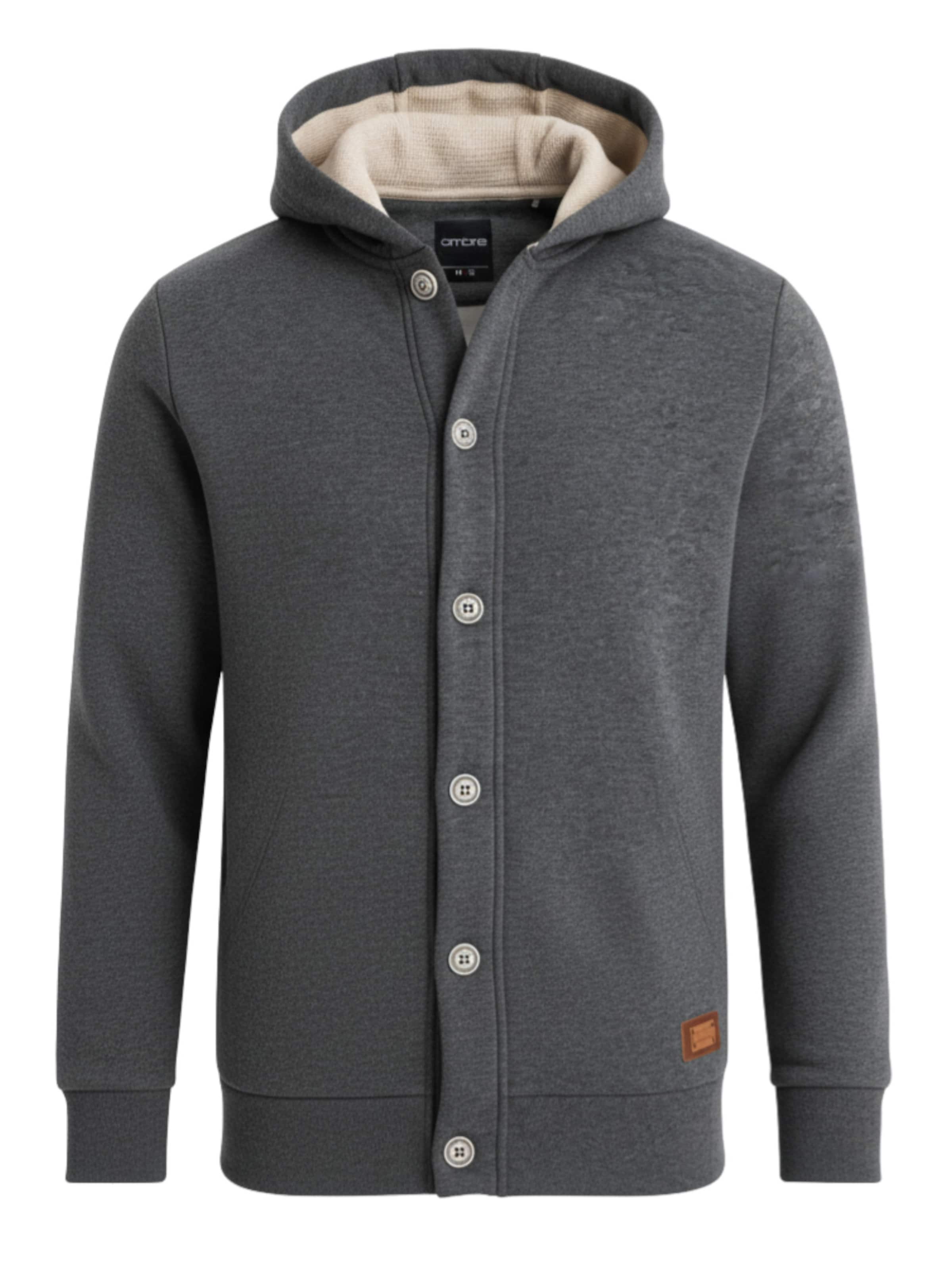 Ombre Sweatjacke 'OM-SSZP-0186' in Grau: Vorderseite