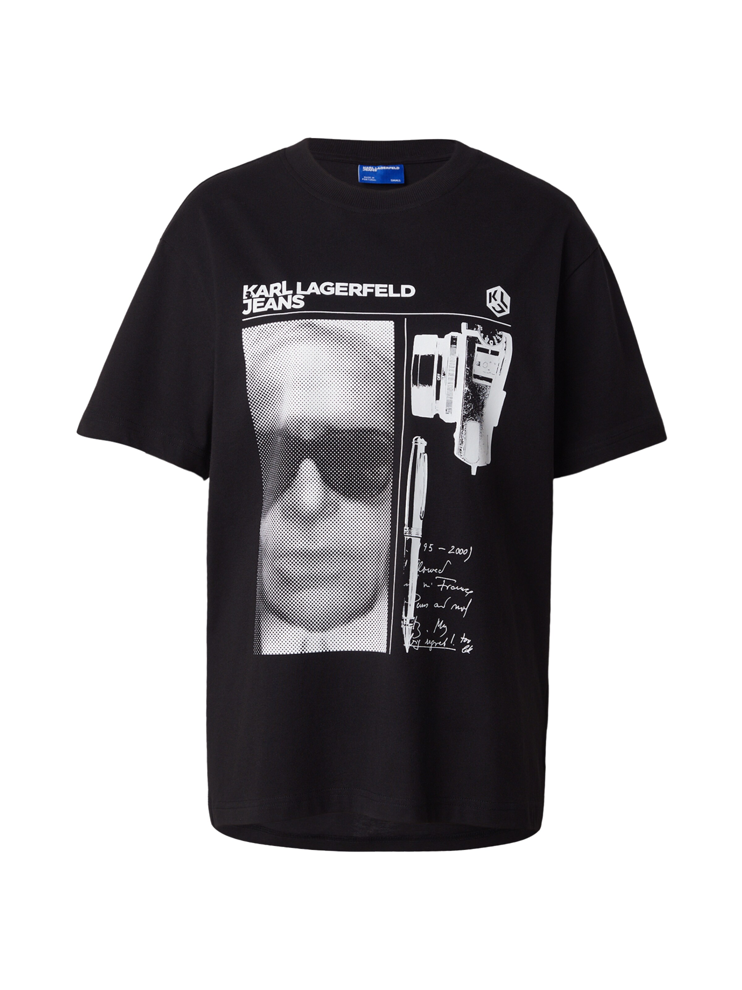 S dydžio Marškinėliai iš KARL LAGERFELD JEANS, spalva – juoda / balta, Prekių apžvalga