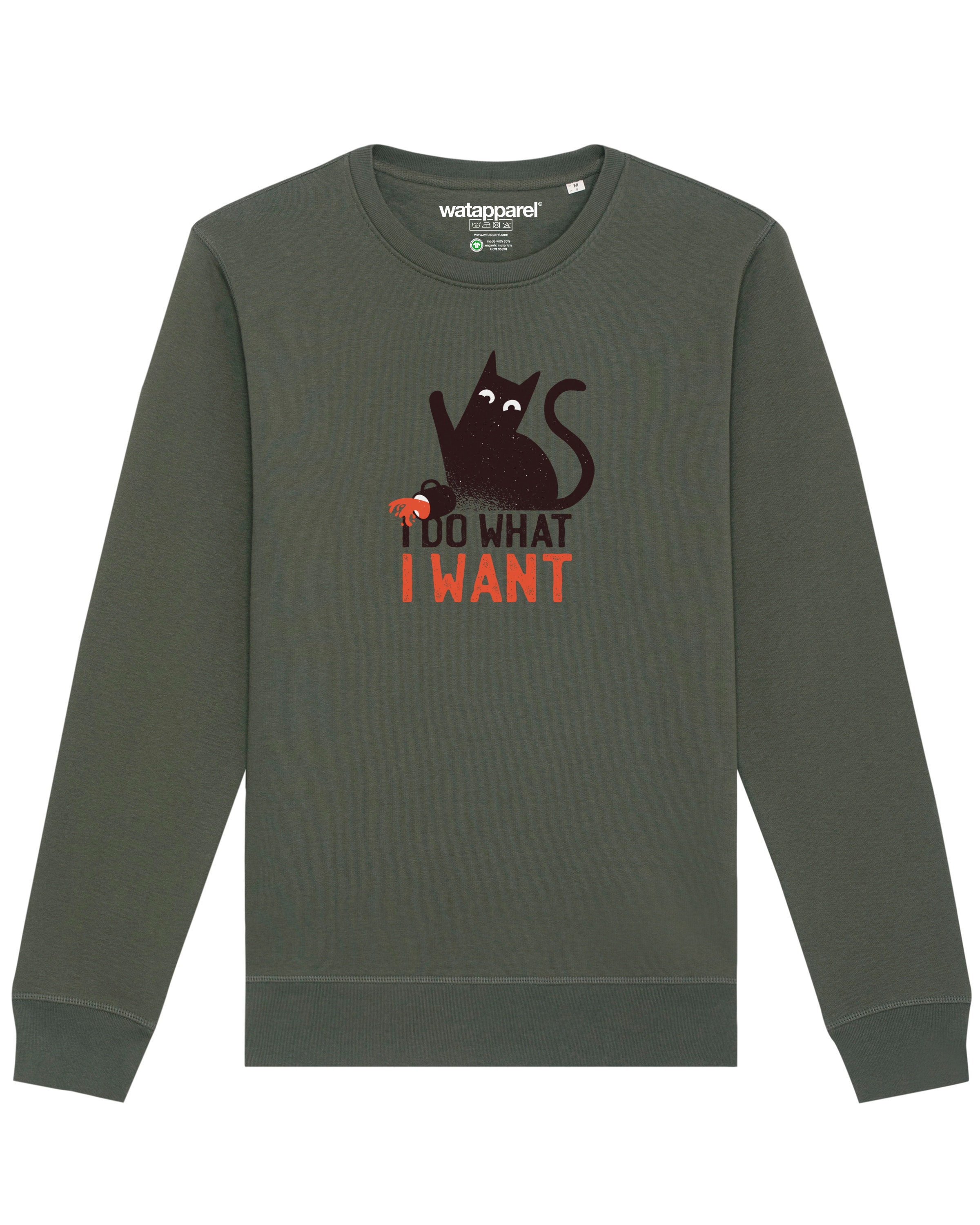 Sweat-shirt ' Cat ' Watapparel en vert : devant