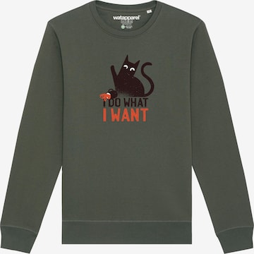 Felpa ' Cat ' di Watapparel in verde: frontale