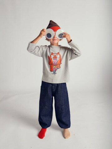 Maru + Bo Wide leg Jeans 'EMBROIDERED BALLOON' in Blue