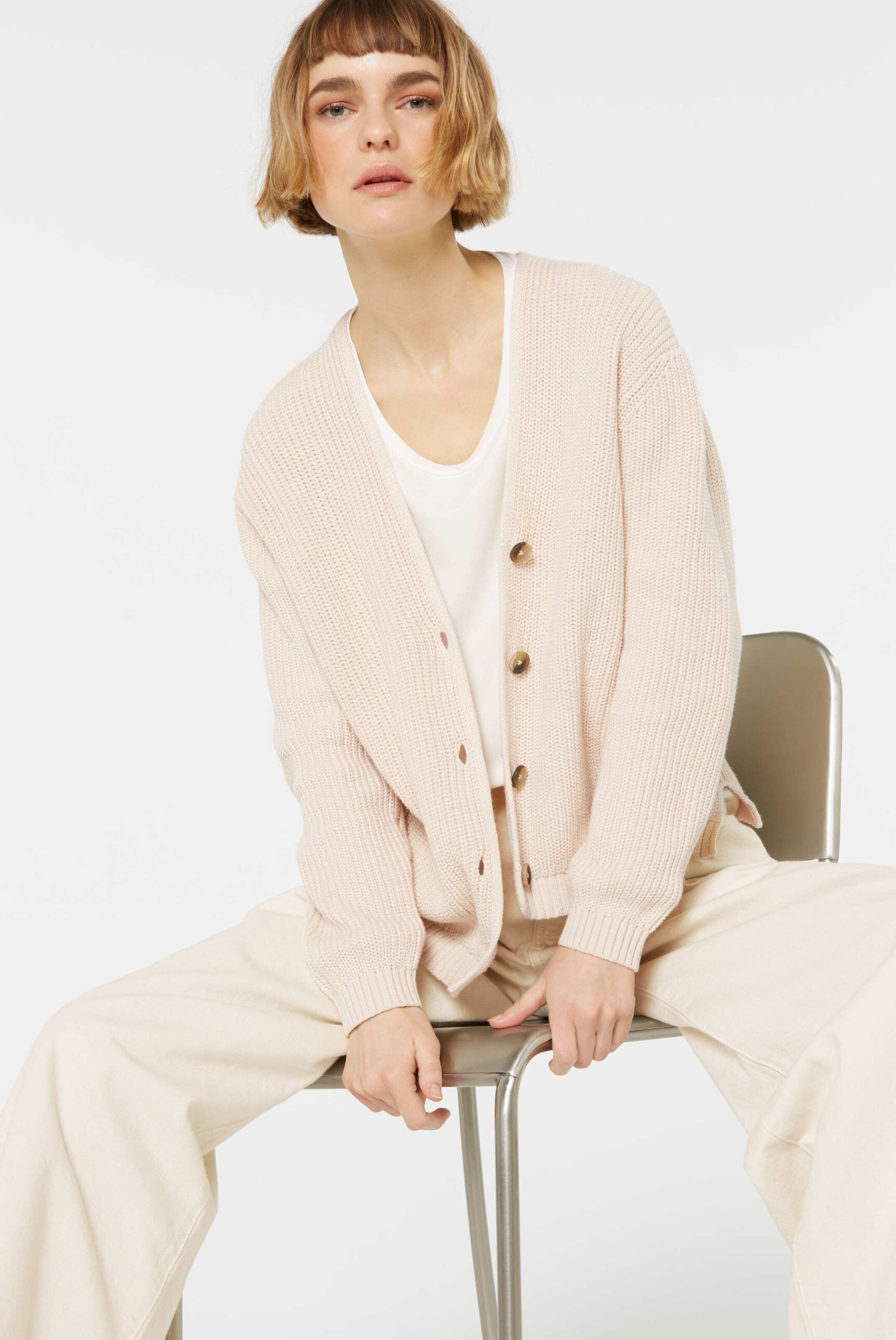 SENSES.THE LABEL Knit Cardigan in Beige