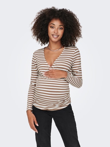 T-shirt 'Joy' Only Maternity en marron : devant