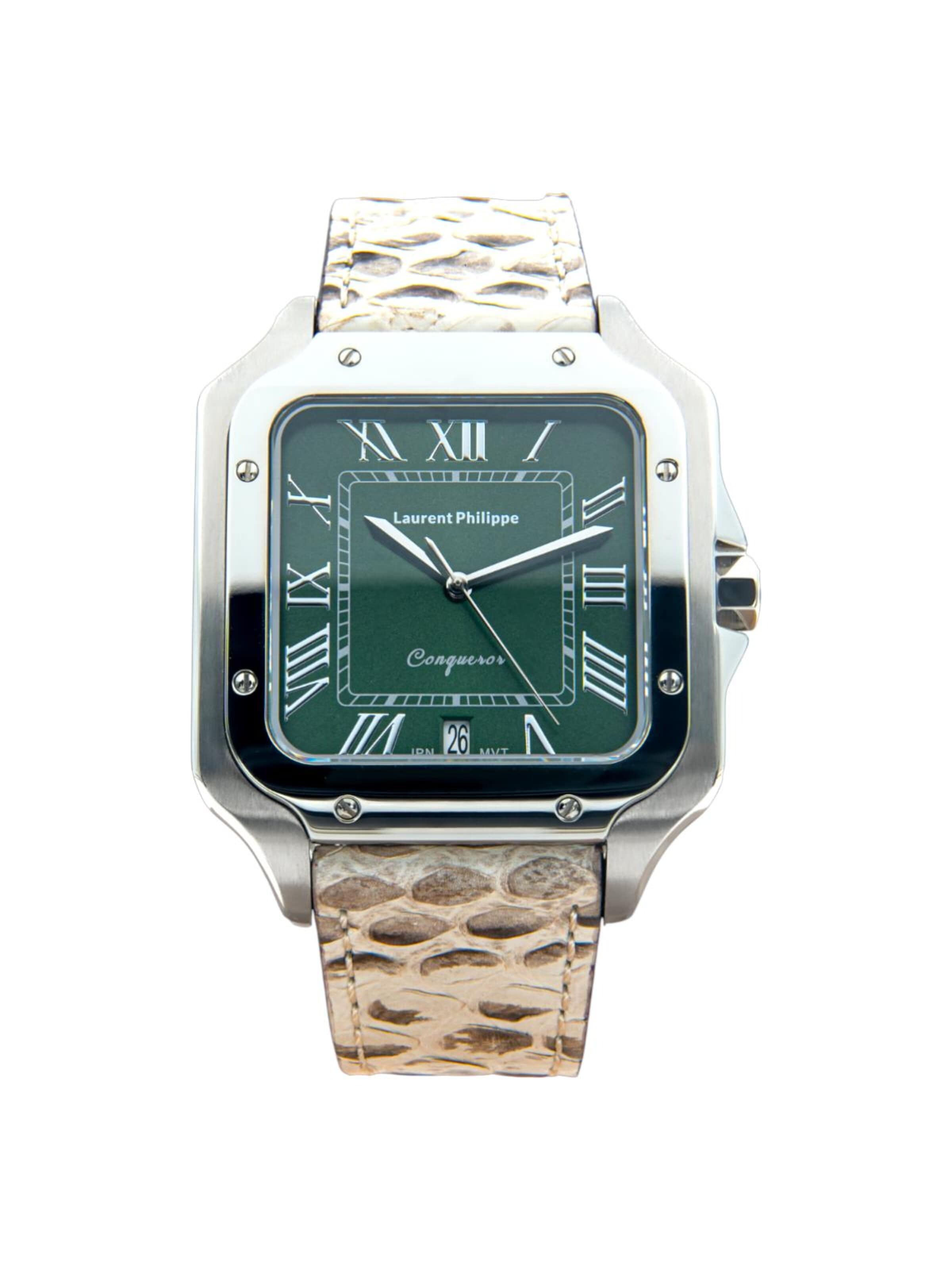 Laurent Philippe Analog watch 'Conqueror Emerald – Serpent Ivory' in Green: front