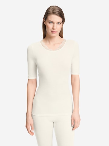 Hanro Shirt ' Woolen Lace ' in Wit: voorkant