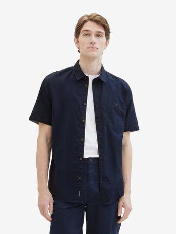 Coupe regular Chemise TOM TAILOR en bleu : devant