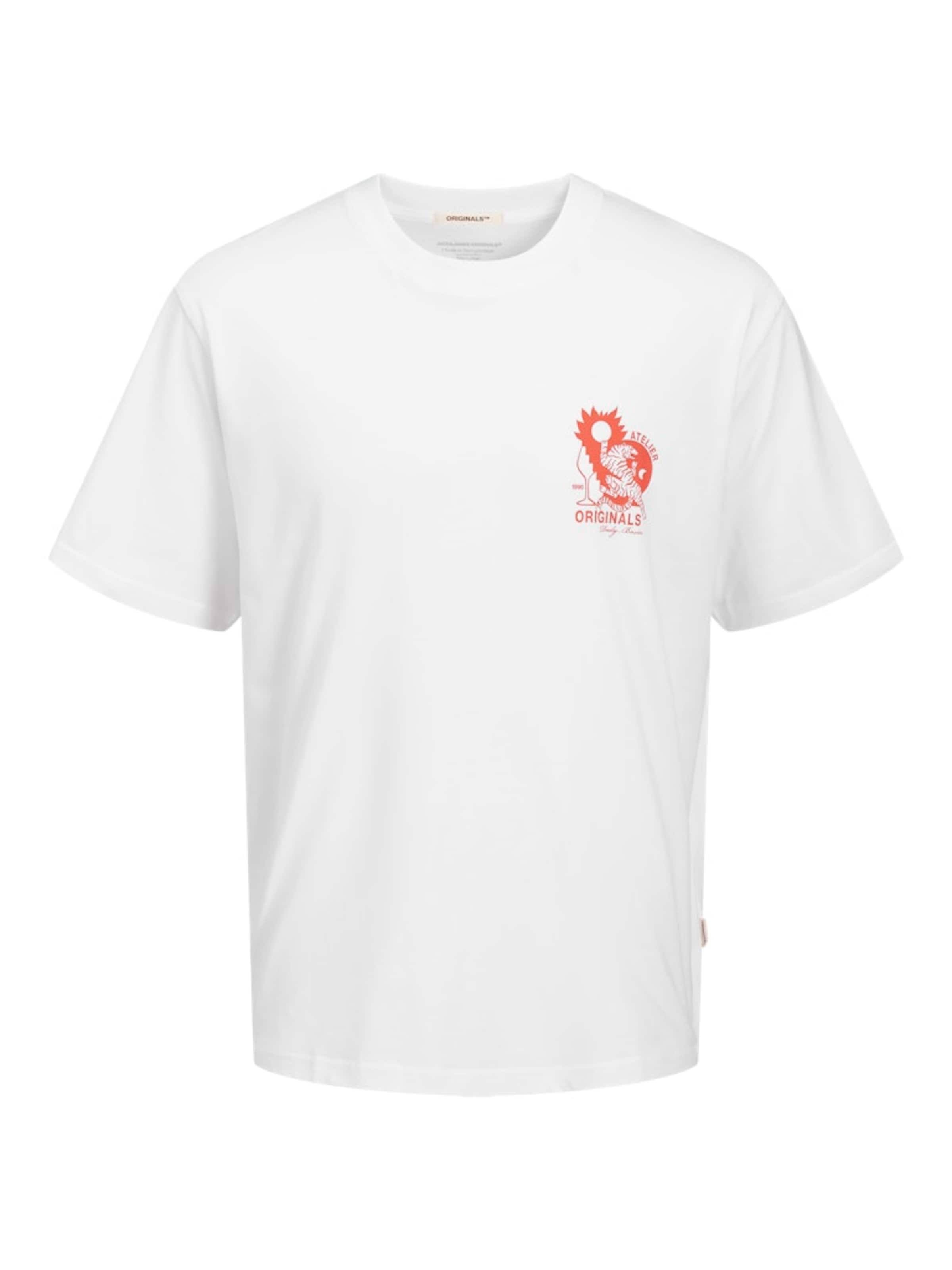 JACK & JONES T-Shirt 'JORBELLAGIO' en rouge orangé / blanc, Vue avec produit