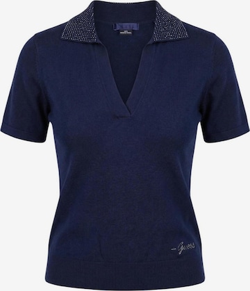 T-shirt 'SS RHINESTONES POLO STORMI SWT W6GR03 Z0583' GUESS en bleu : devant