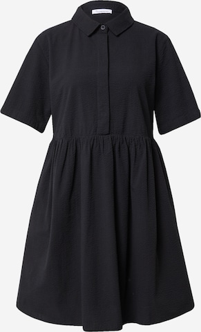 KnowledgeCotton Apparel Shirt Dress in Black: front