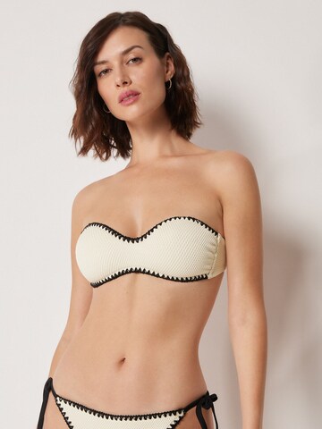 CALZEDONIA Bandeau Bikinitop 'Bicolor Embroidery' in Beige