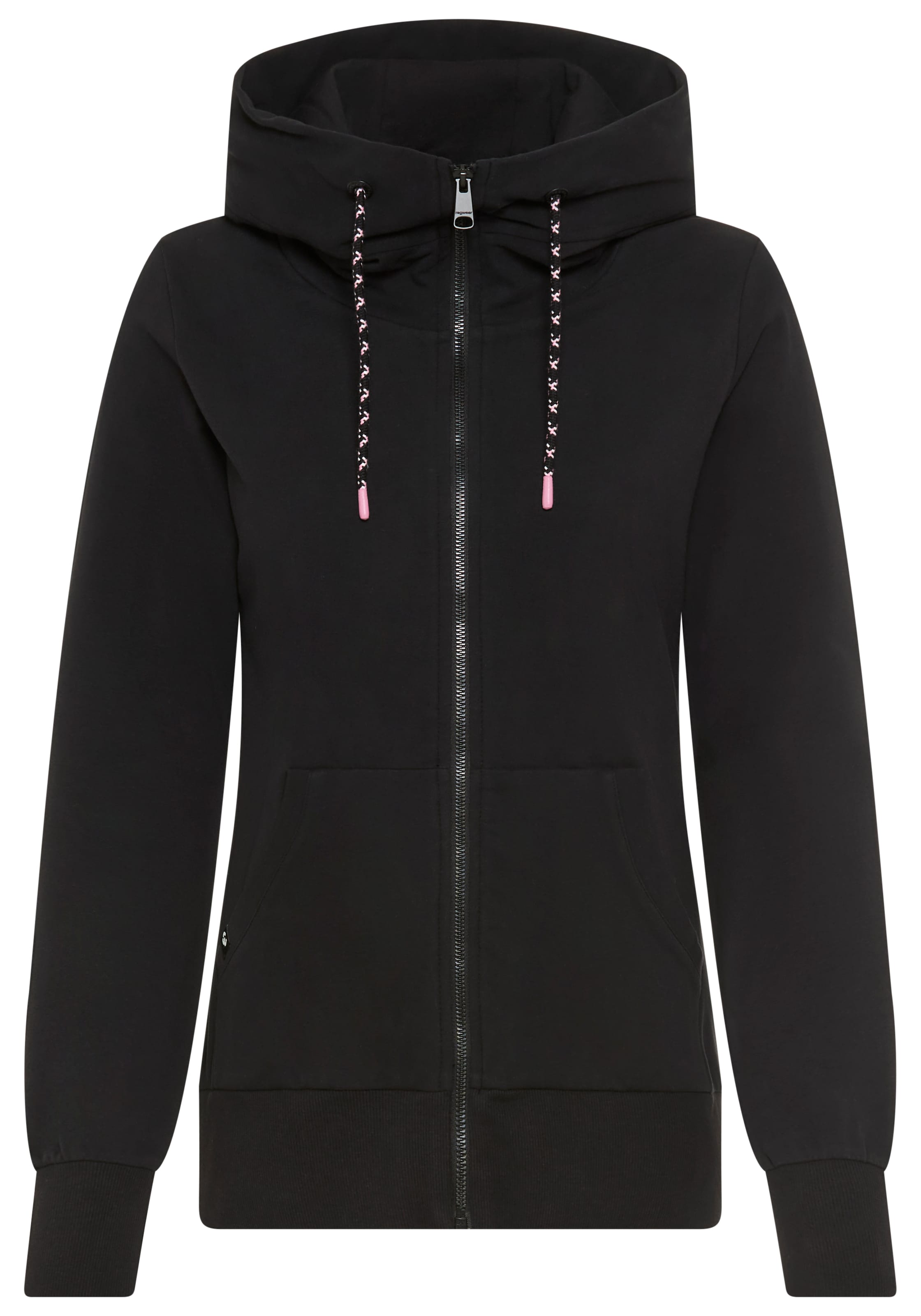 Ragwear Zip-Up Hoodie in Black: front