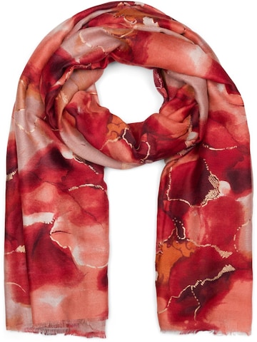 styleBREAKER Scarf 'Schal Marmor Muster Metallic Details' in Red: front