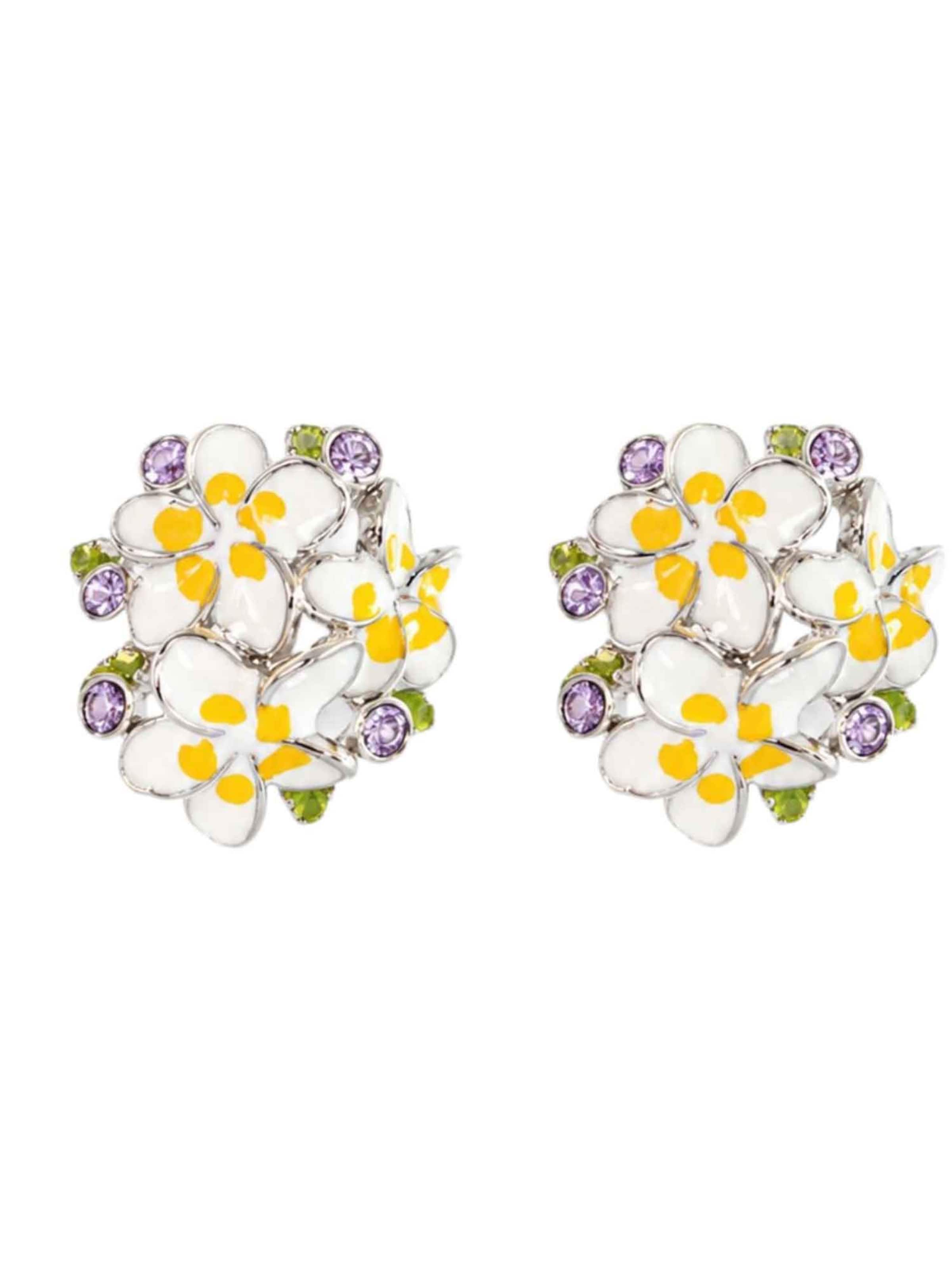 RteRme Oorbellen 'Violet Zirconia Flower Gold Earrings' in Zilver: voorkant