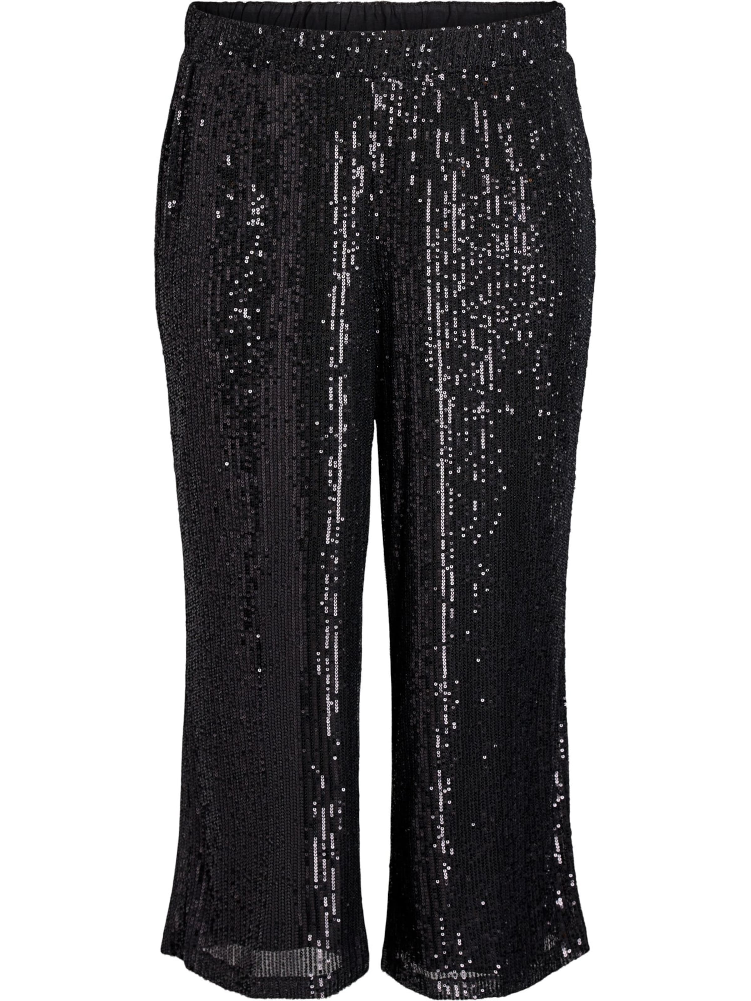 Zizzi Štandardný strih Nohavice 'MLINA' - Čierna: predná strana