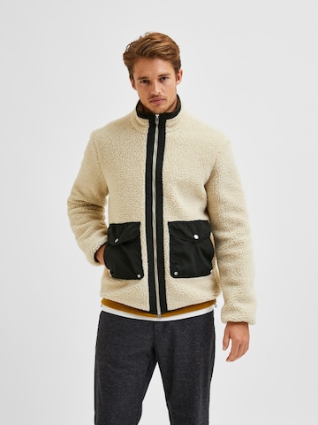 SELECTED HOMME - Casaco de velo 'Snowden' em bege: frente