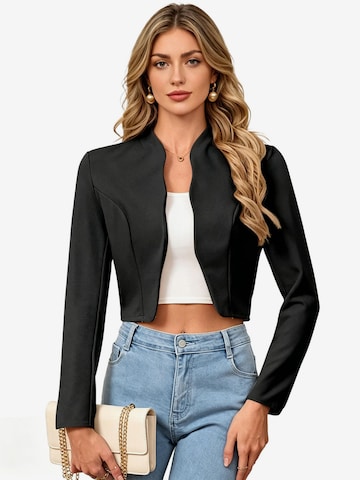 KoJooin Marynarka 'Damen Kurzblazer Mit Stehkragen Langarm Business Casual Cardigan Jacke' w kolorze czarny: przód