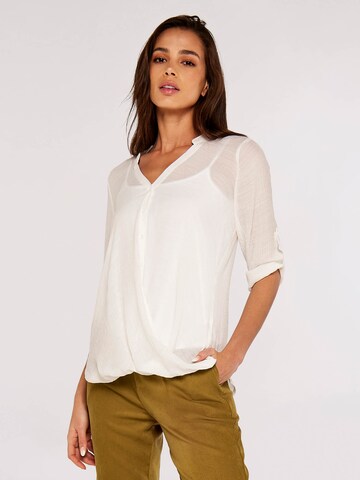 Apricot Blouse 'Slub Shimmer' in Wit: voorkant