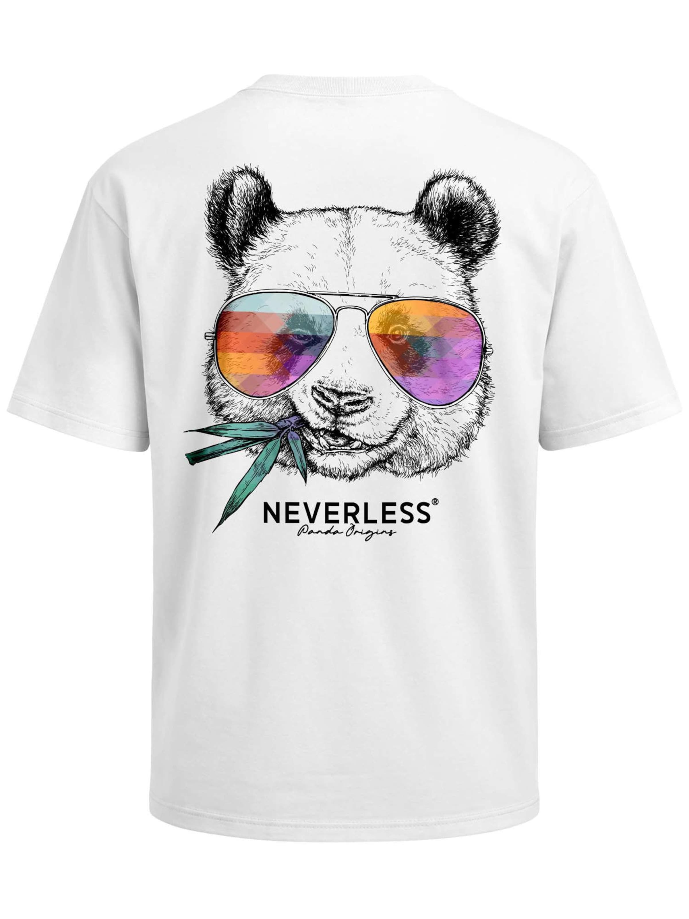 Neverless Shirt 'Panda Bambus'‌‌‌‌‌‌ in Weiß