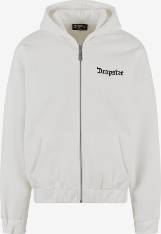 Dropsize - Sudadera con cremallera en blanco: frente