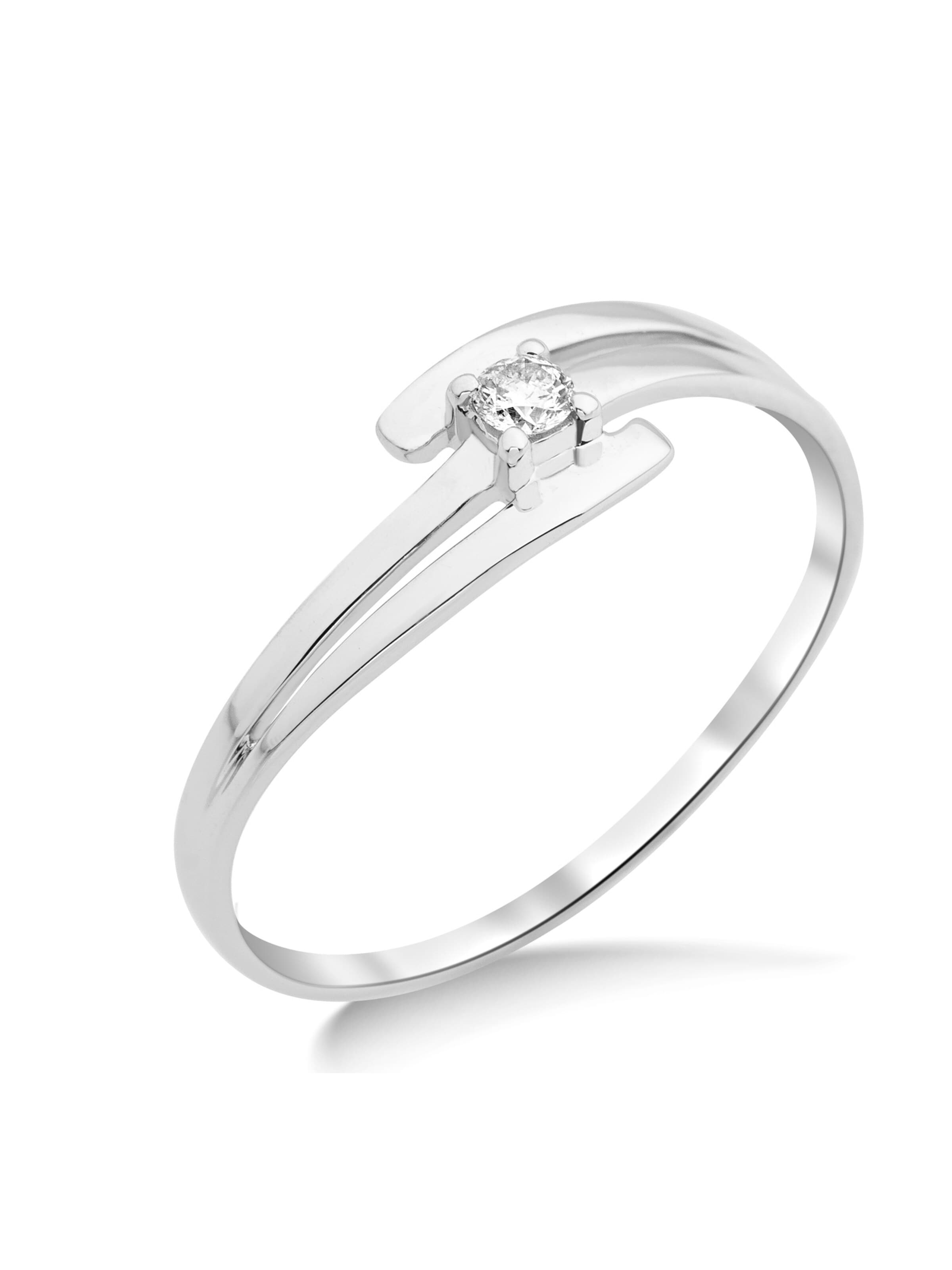 DIAMANT LETERNEL Ring 'Ring aus 375 Weißgold mit Diamant' in Silver: front