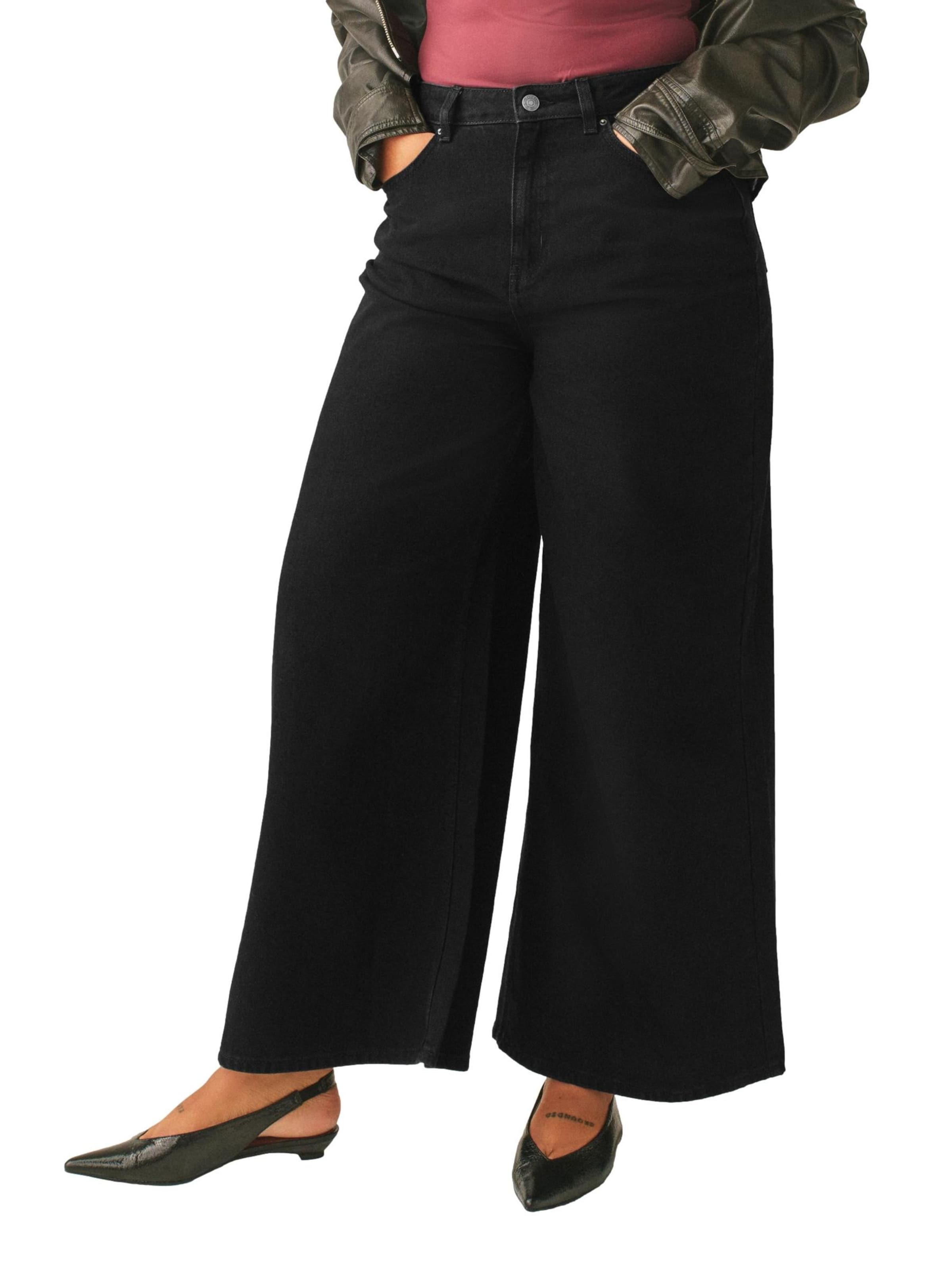 Next Wide leg Jeans in Zwart: voorkant