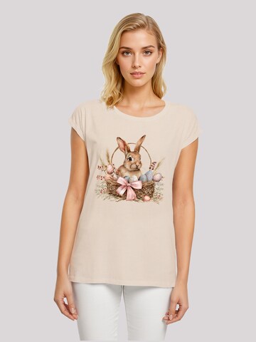 F4NT4STIC T-Shirt 'Osterhasen Korb Dekor' in Beige: Vorderseite