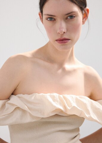 MANGO Knitted Top 'Niebla' in Beige