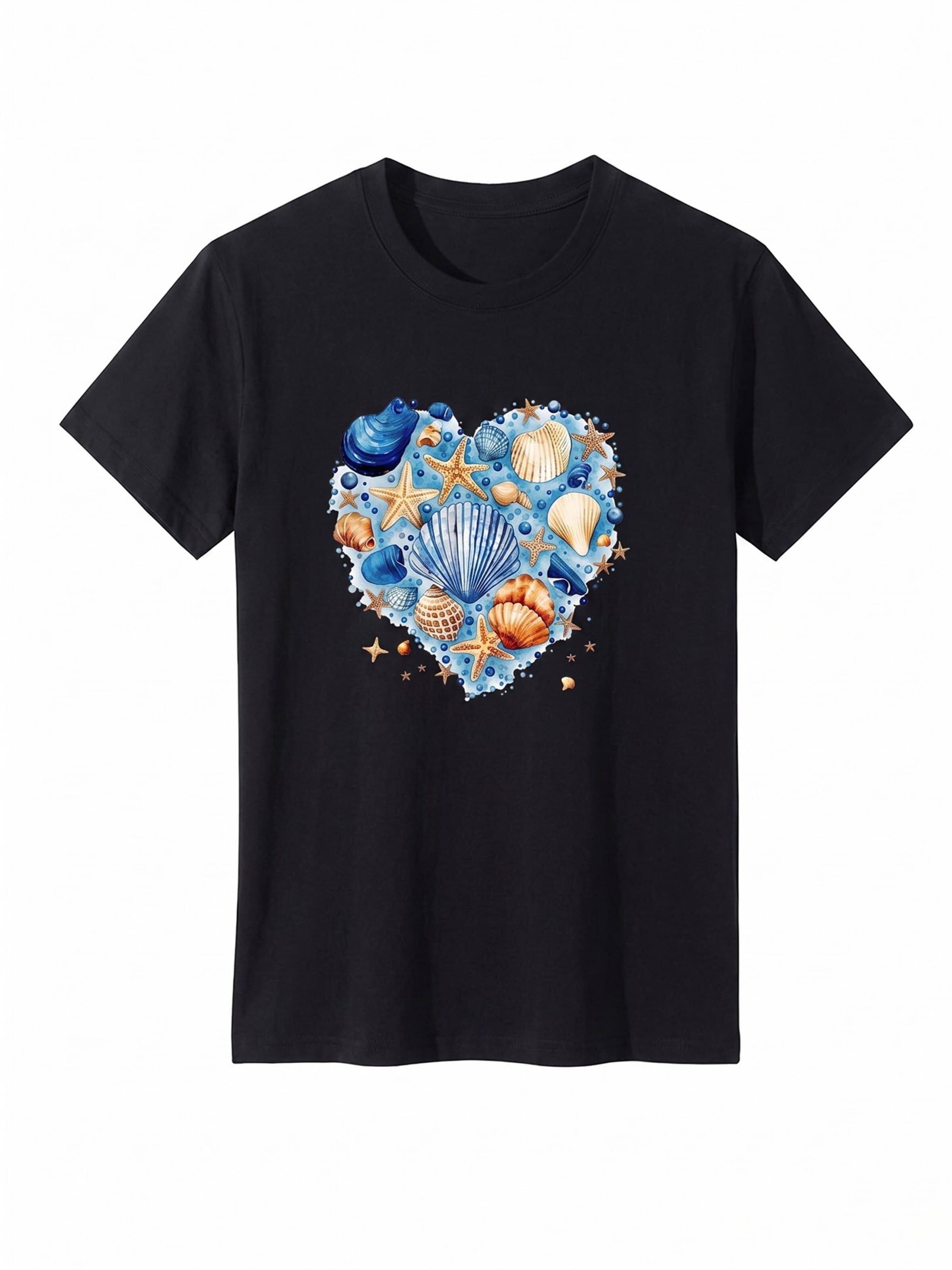 T-shirt 'Women's Short Sleeve Shirt Summer Tops' LapaPlus en noir : devant