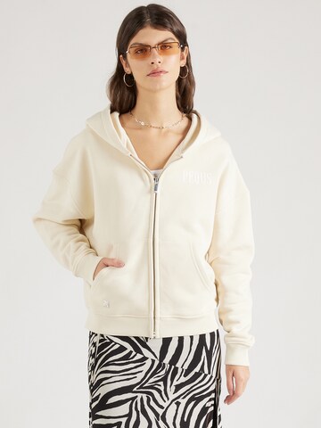 Pequs Zip-Up Hoodie in Beige: front