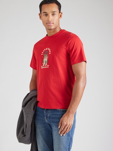 JACK & JONESMajica 'JORCATSKILLS SKULL' - crvena boja: prednji dio