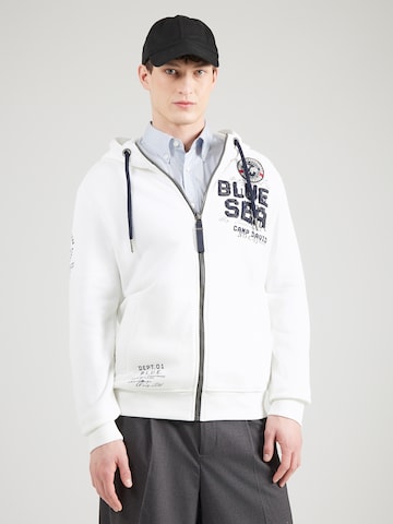 CAMP DAVID - Sudadera con cremallera en blanco: frente
