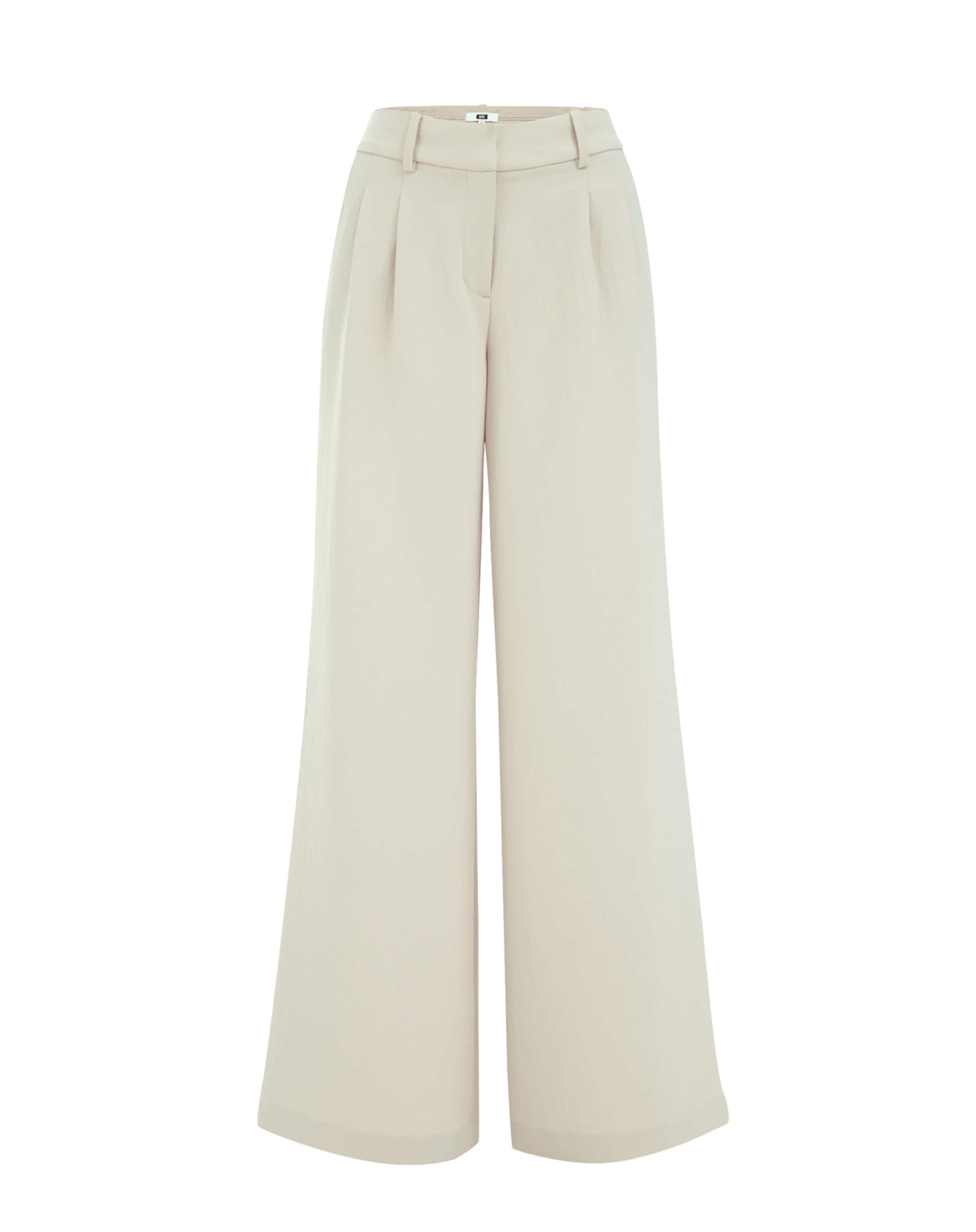 WE Fashion Laiad sääred Voltidega püksid, värv beež: eest vaates