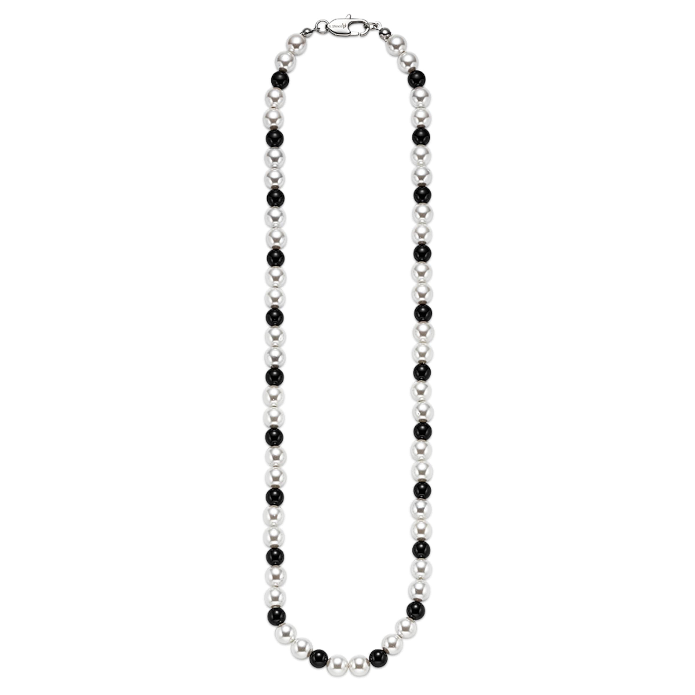 Bruno Banani LM Kette in schwarz / silber / perlweiß, Produktansicht