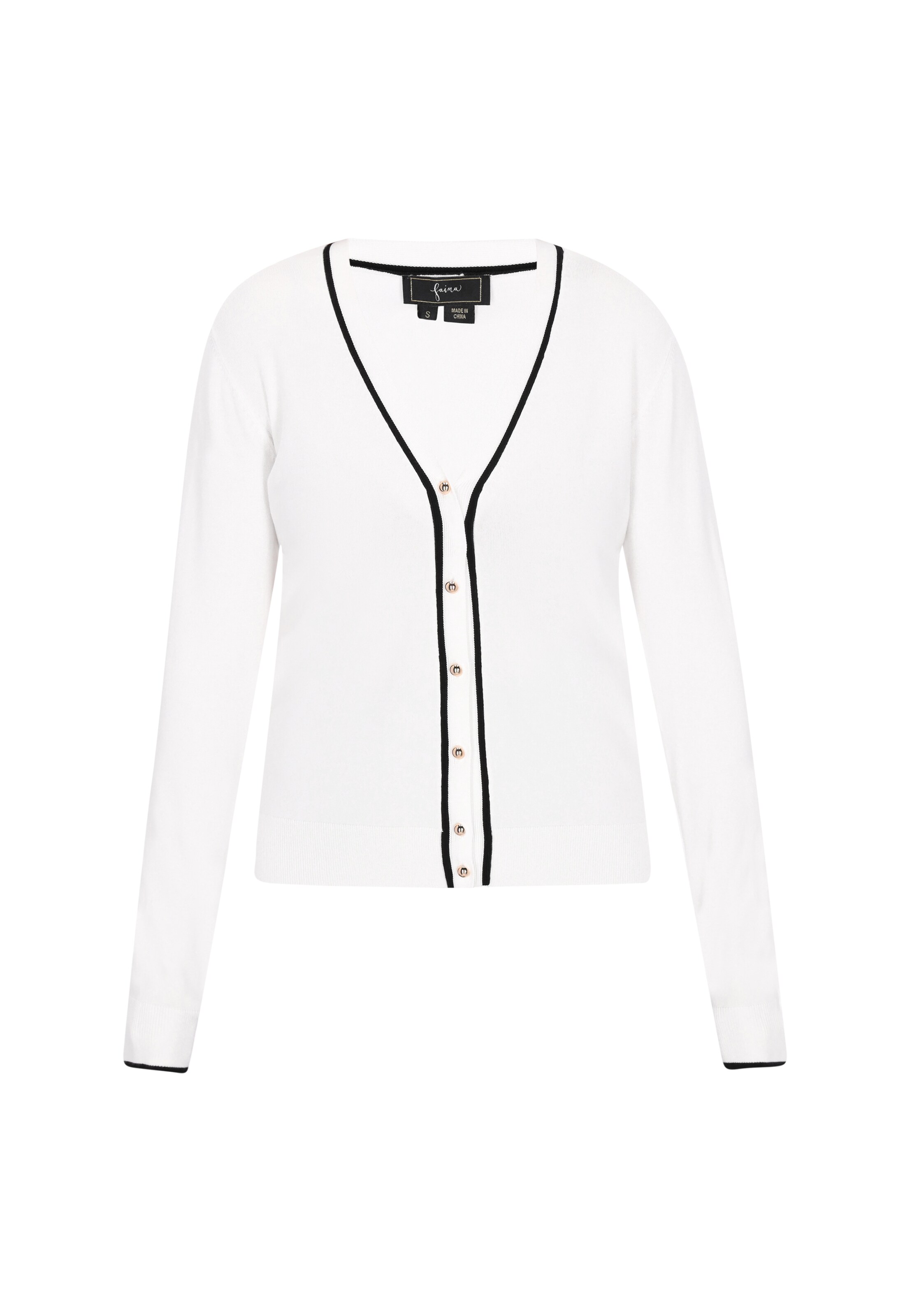 Geacă tricotată de la faina pe alb: față