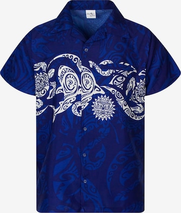Maglietta 'Maori Chest' di King Kameha in blu: frontale