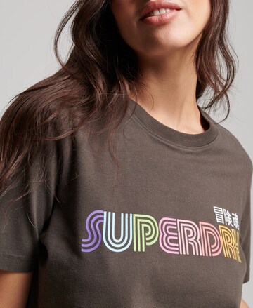 Superdry Tričko 'Vintage Retro Rainbow' – hnědá