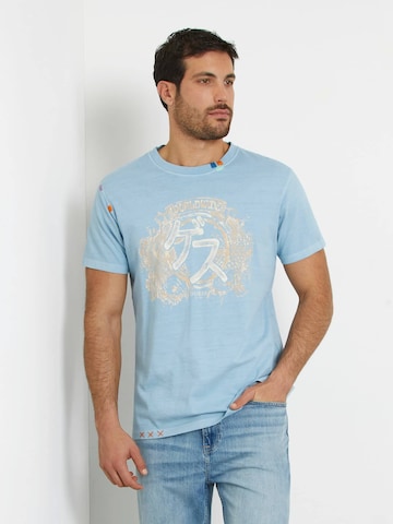 GUESS - Camiseta 'Japanese Ideogram' en azul: frente