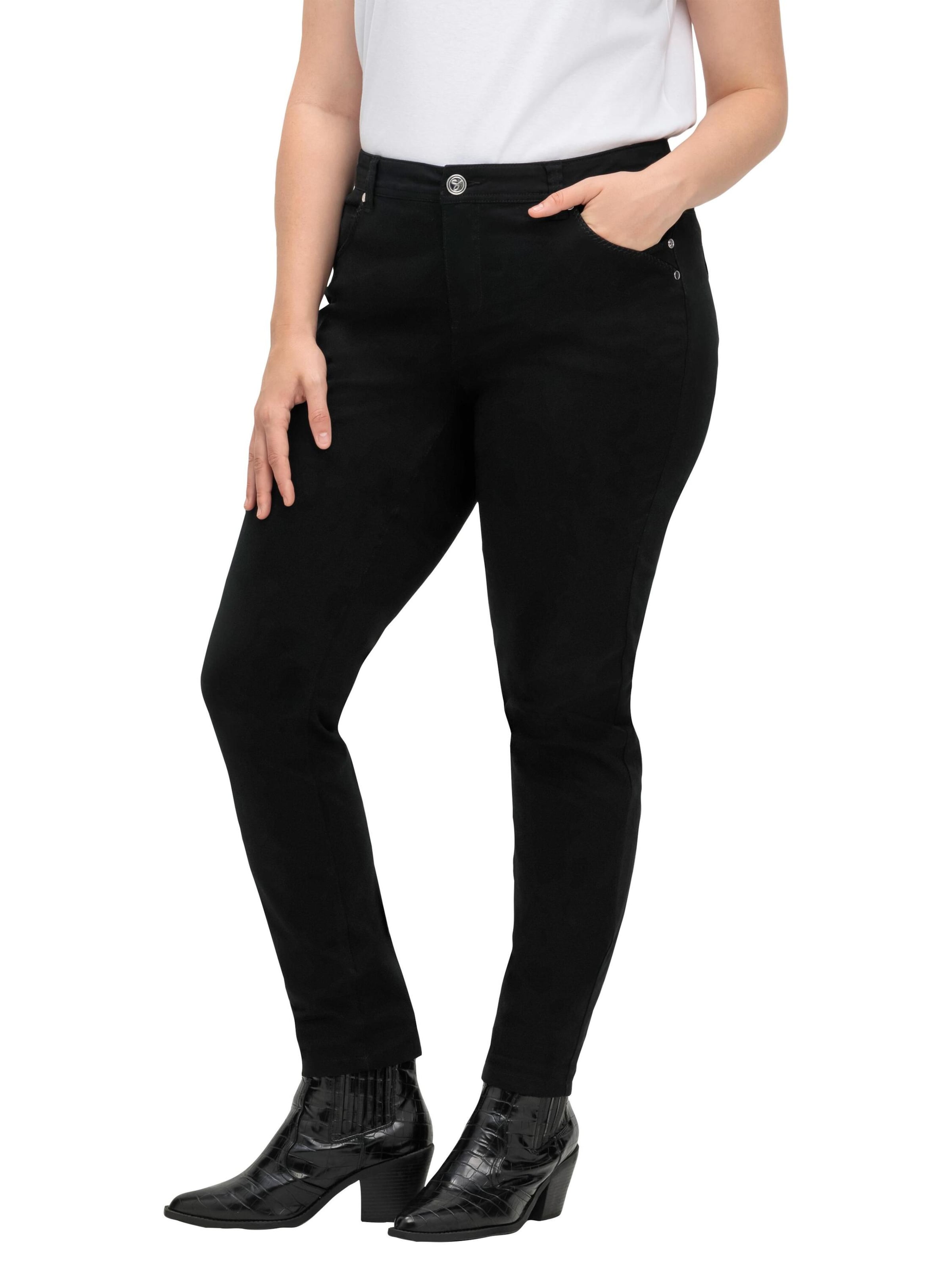 SHEEGO Skinny Broek in Zwart: voorkant