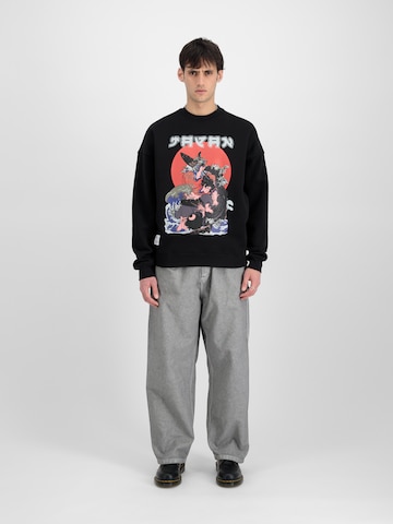 ALPHA INDUSTRIESSweater majica 'Japan Warrior' - crna boja: prednji dio