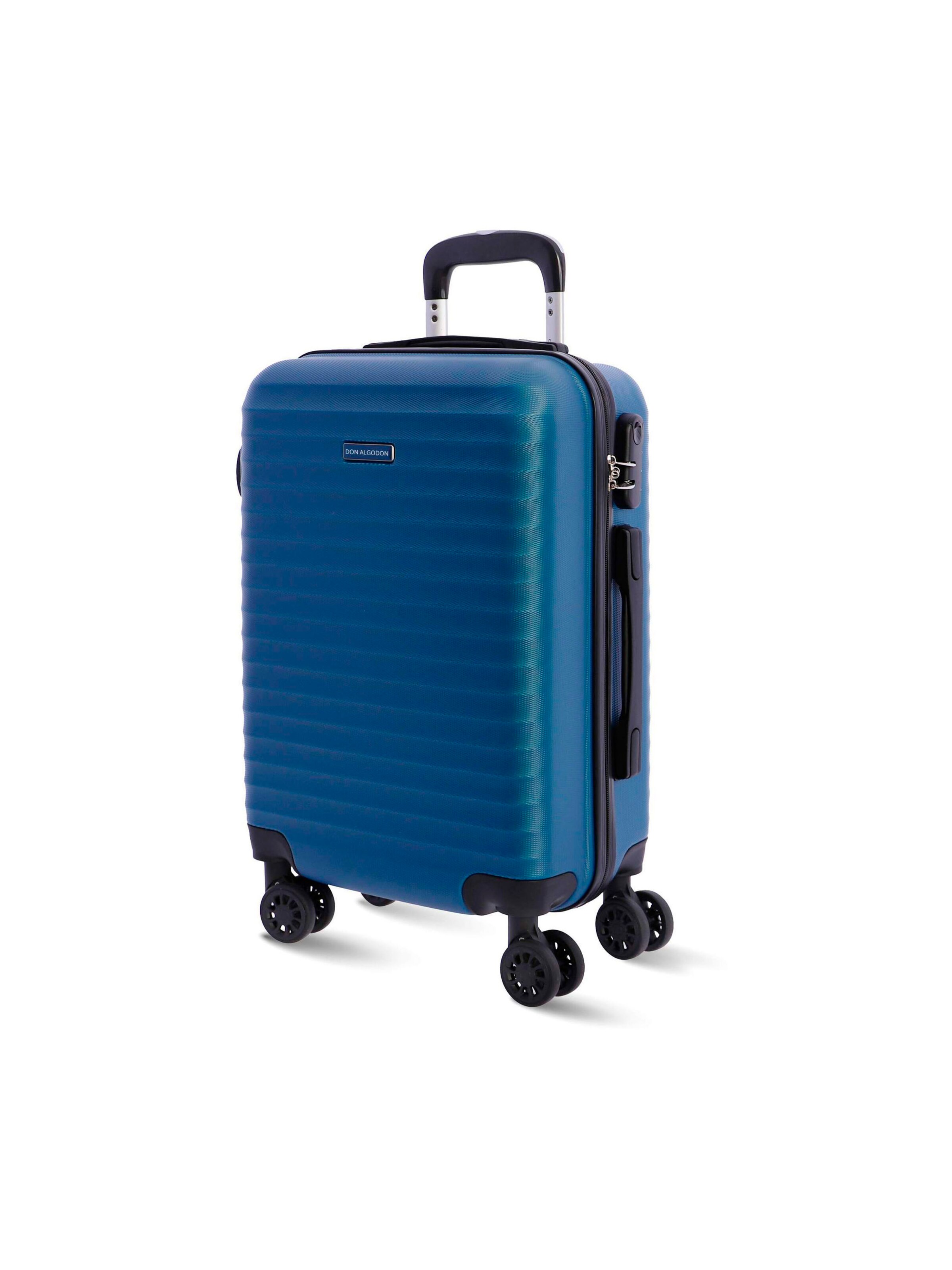 Don Algodon - Carrito 'DON ALGODON - Maletas de Viaje Cabina - Maleta 55x40x20 - Maletas de Viaje - Maleta de Cabina Resistente Ryannair - Trolley Equipaje para Avion con 4 Ruedas de 360º y candado' en azul: frente