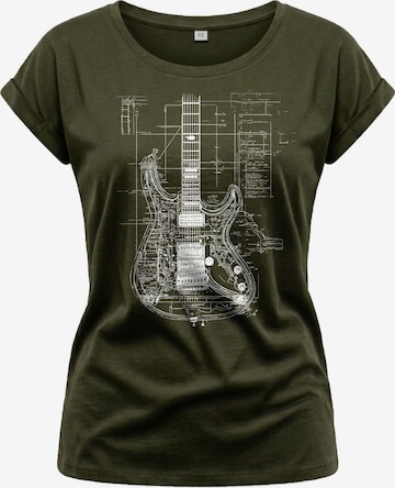 MAKAYA Shirt 'Guitar BluePrint' in Green: front