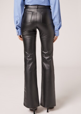 CALZEDONIA Flared Leggings 'THERMO' in Schwarz