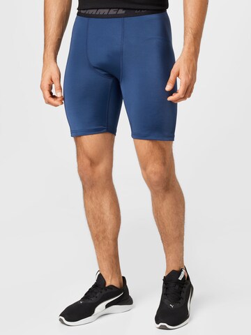 Skinny Pantalon de sport Hummel en bleu : devant