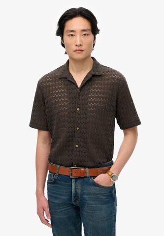 Superdry Comfort fit Button Up Shirt in Black: front