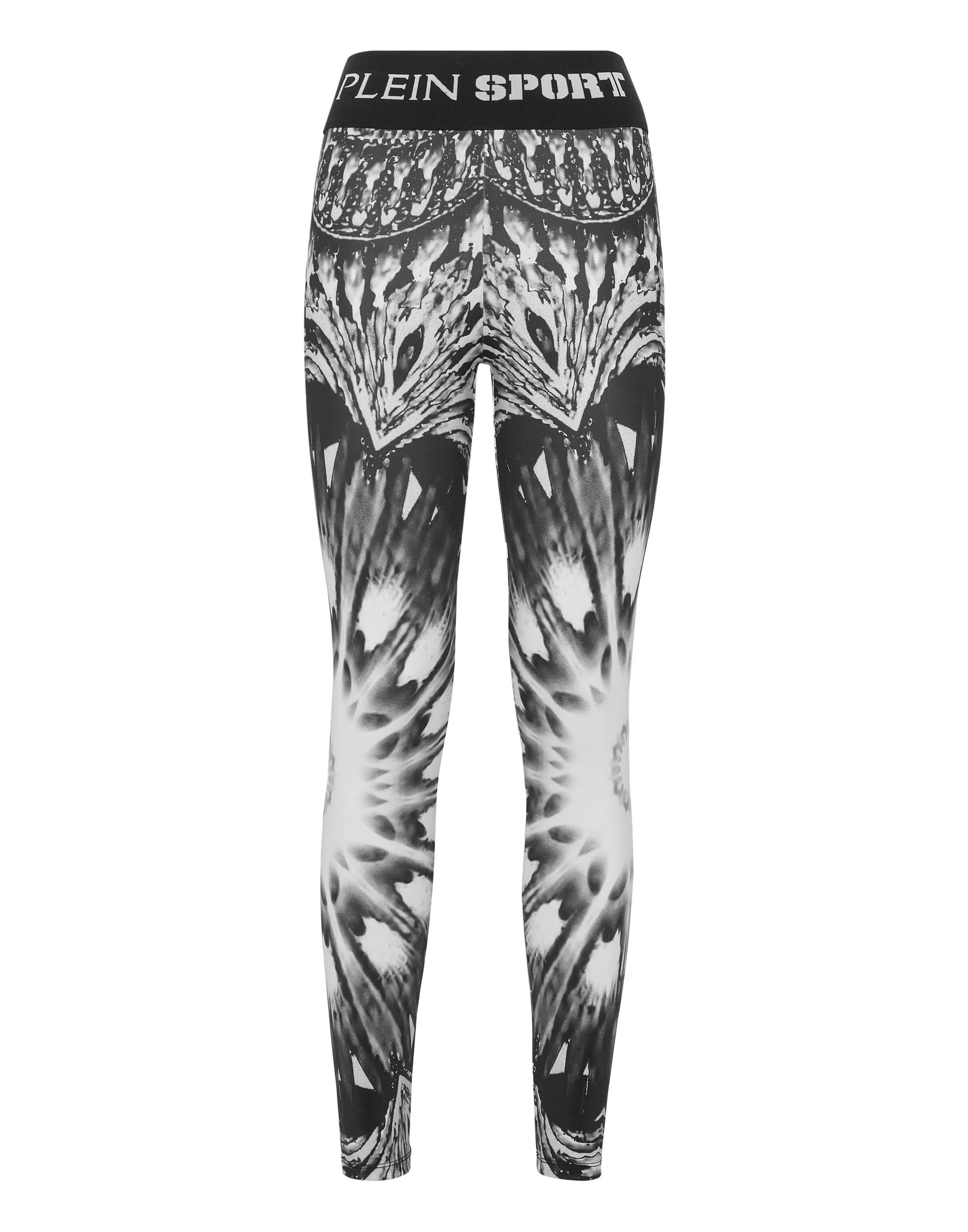 Plein Sport - Skinny Leggings ' Optical Flower ' em preto: frente