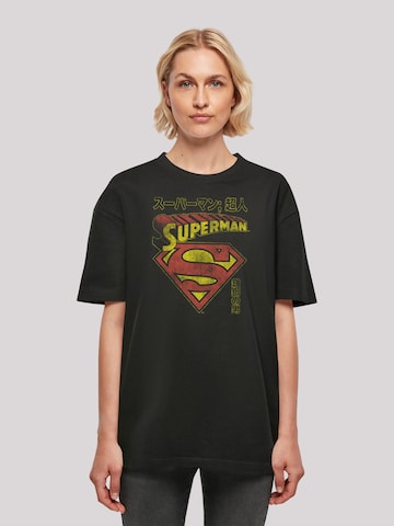 F4NT4STIC Oversized shirt 'Superman Shield' in Zwart: voorkant