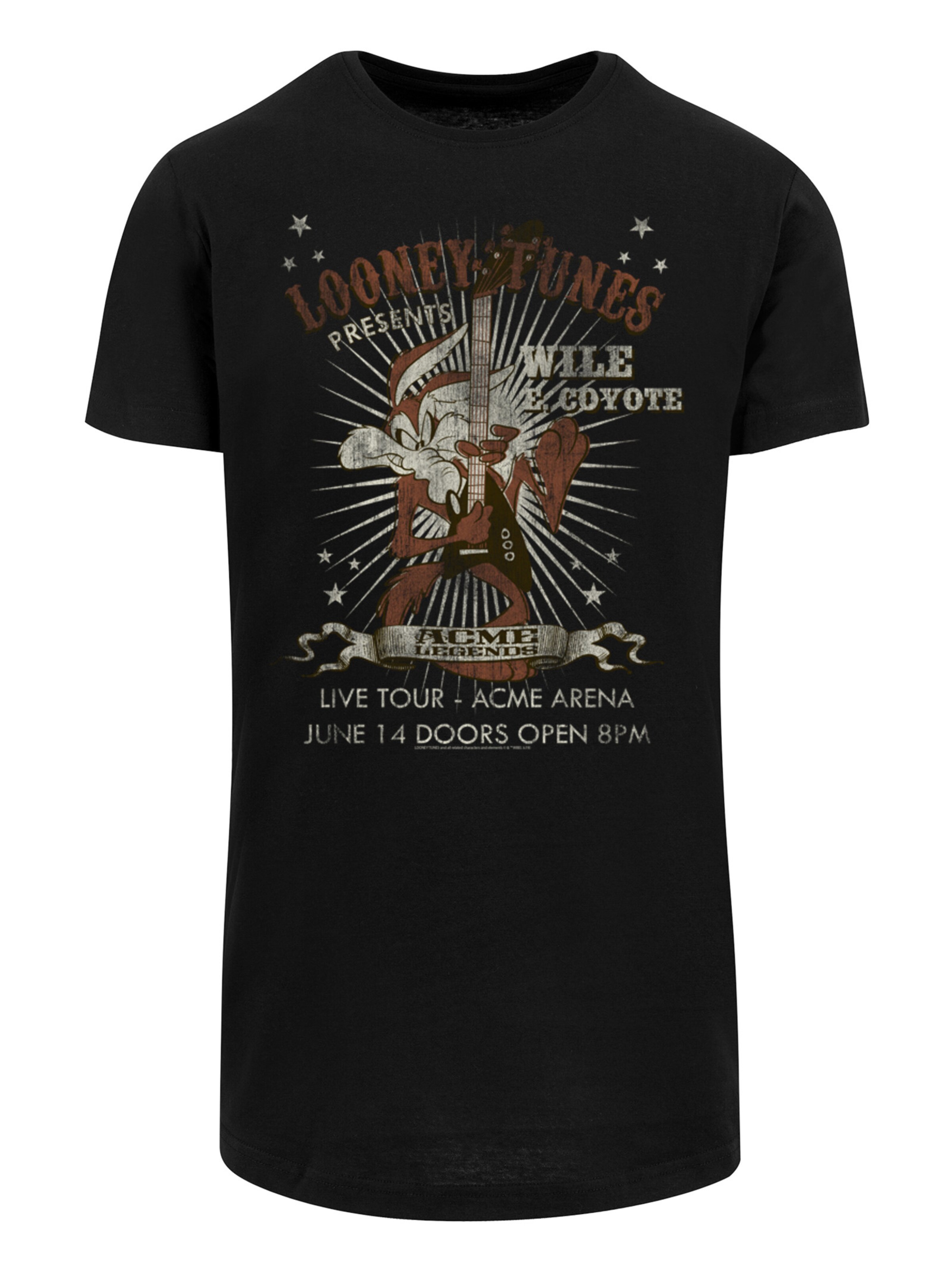 F4NT4STIC Shirt 'Wile E Coyote Guitar' in Schwarz: Vorderseite