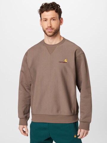 Carhartt WIP Sweatshirt 'American Script' in Bruin: voorkant